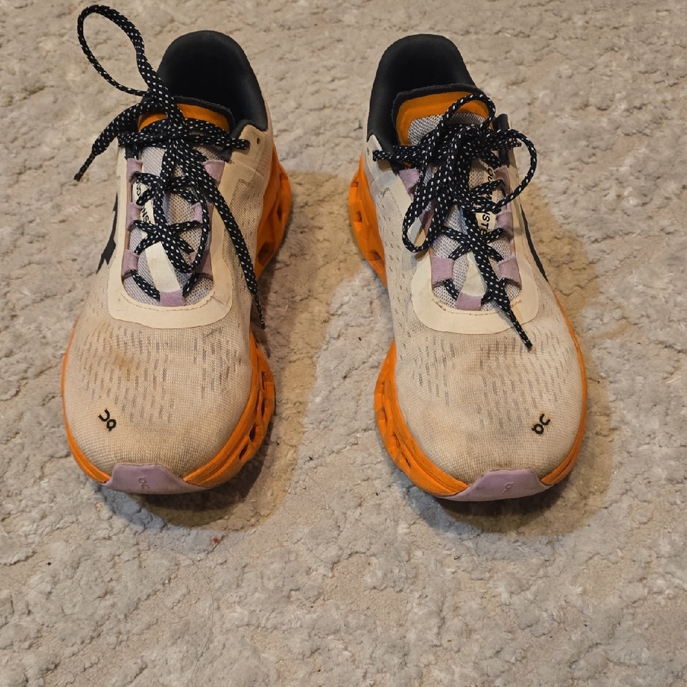 On Running Beige and Orange Women's Sneakers